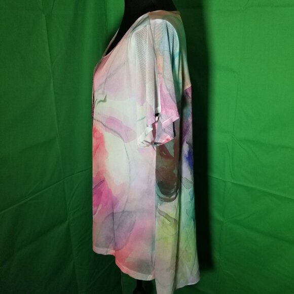 Avenue Tunic Blouse Womens Plus Size 14/16 Pastel Colors Jewels Floral Lined - Picture 4 of 7